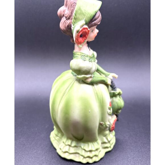 Porcelain Bisque Victorian Lady Figurine Green Dress W/Umbrella Canada Exclusive - Picture 4 of 8